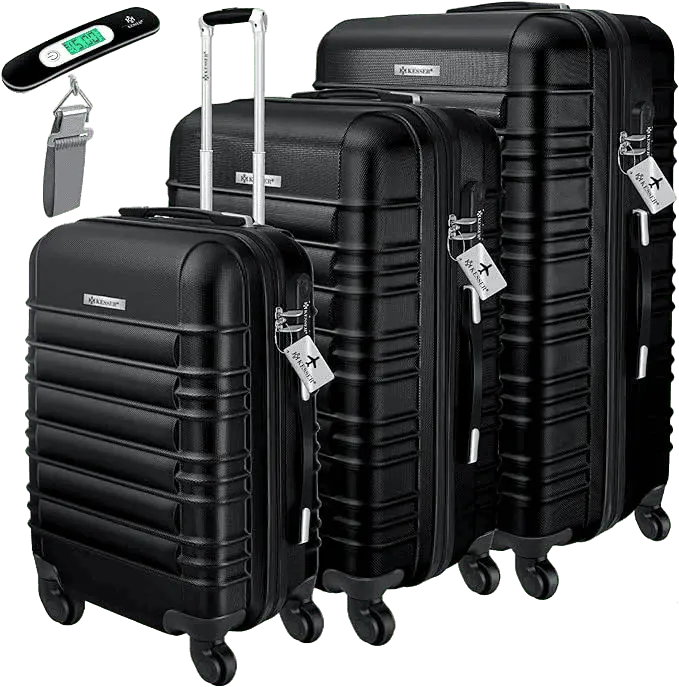BEIBYE 2088 Zwillingsrollen Reisekoffer Koffer Trolleys Hartschale M-L-XL-Set (Champagner, L)
