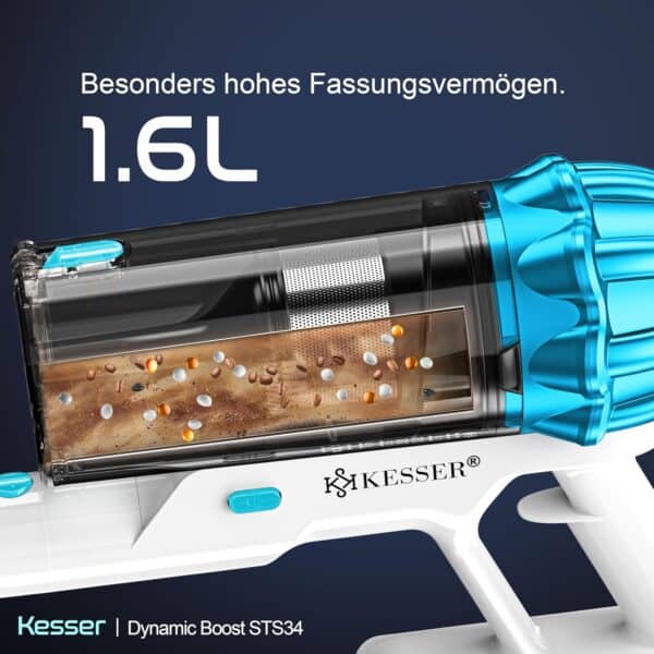 KESSER Akku-Staubsauger kabellos, 70 Min Laufzeit, leise, LED-Display, Anti-Tangle-Bürste