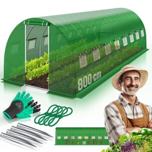 KESSER Folien-Gewächshaus | stabiler Stahlrahmen | 16 Fenster mit Netz | 170 g/m² Folie
