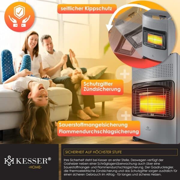 KESSER Gasheizer 4200W Keramikbrenner mit Gasdruckregler & Gasschlauch, Infrarot