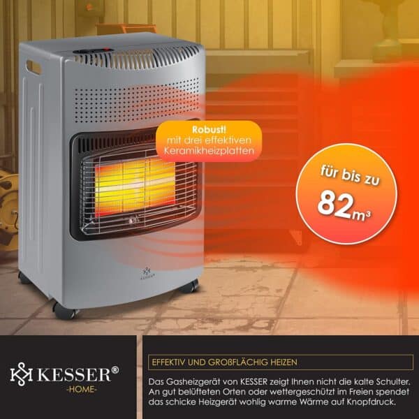 KESSER Gasheizer 4200W Keramikbrenner mit Gasdruckregler & Gasschlauch, Infrarot