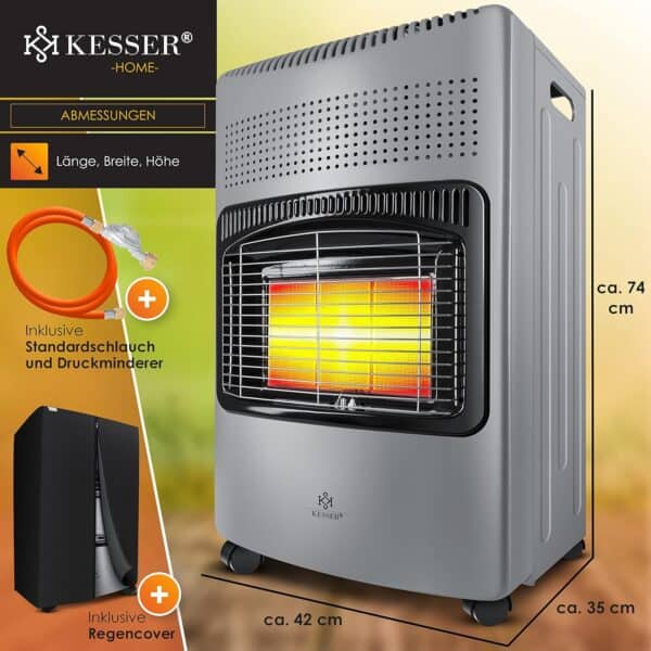 KESSER Gasheizer 4200W Keramikbrenner mit Gasdruckregler & Gasschlauch, Infrarot