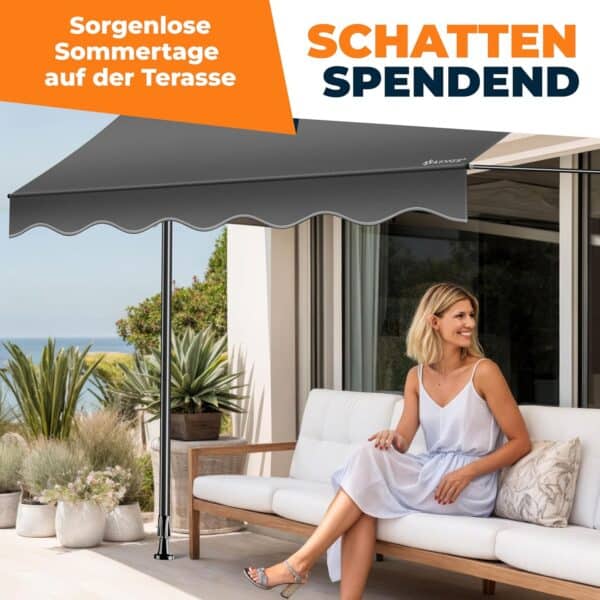 KESSER® Markise 200 cm | UV-Schutz | Höhenverstellbar | Klappbar für Terrasse und Balkon