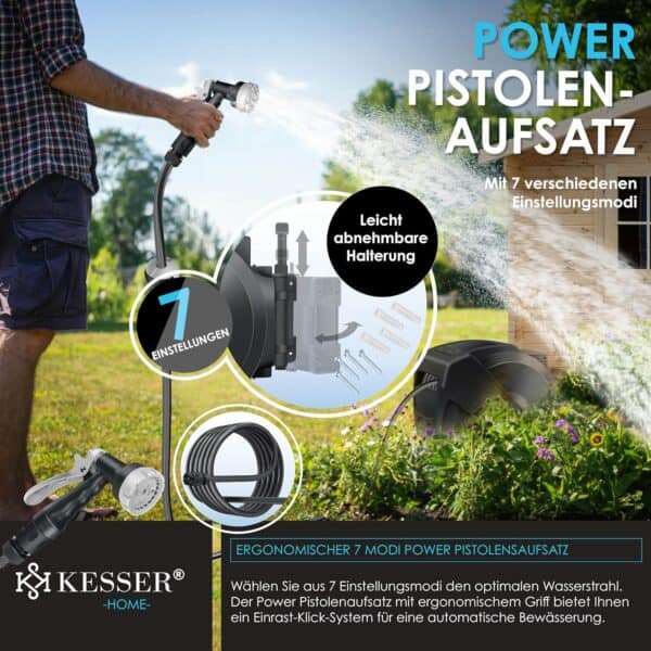 KESSER Schlauchtrommel 20m – Wandmontage, 180° schwenkbar, automatische Aufrollung