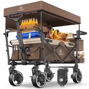 KESSER Bollerwagen faltbar mit Dach, 150 kg Traglast, Hartgummi-Räder, Bremsen vorne/hinten