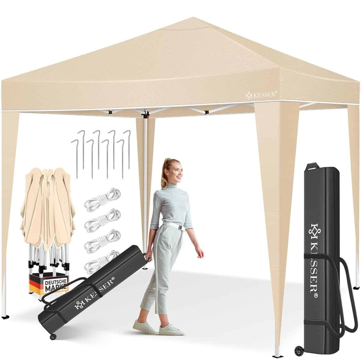KESSER Pavillon 3x3 m Pop-Up – wasserdicht, höhenverstellbar, UV 50+